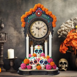 Unbranded DAY OF THE DEAD CLOCK WITH LIGHTS 1739978 *NEW