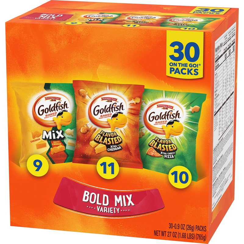 Goldfish Bold Mix Variety Pack Snack Crackers, 1 oz Snack