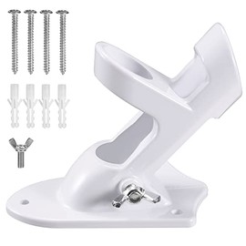 BONWIN Flag Pole Holder Brackets, 1" Flag Pole Mounting Bracket with Hardwares for House Wall Mount, 1" Inner Diameter, Two Positions & Aluminium Alloy, Rust Free Coated (White - 1 Pack)