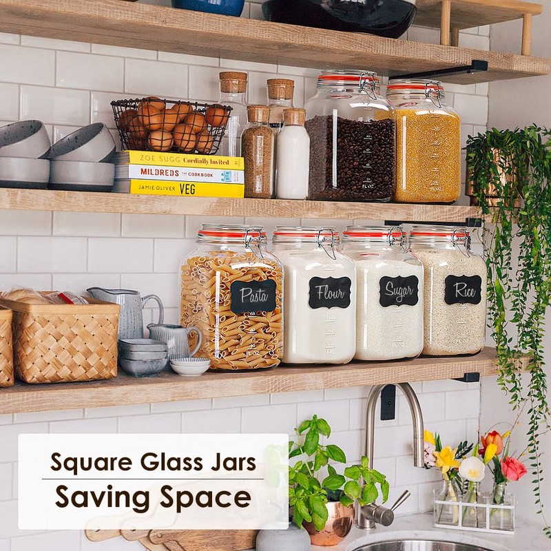[UPGRADE] 2 Pack Square Super Wide Mouth Airtight Glass Storage