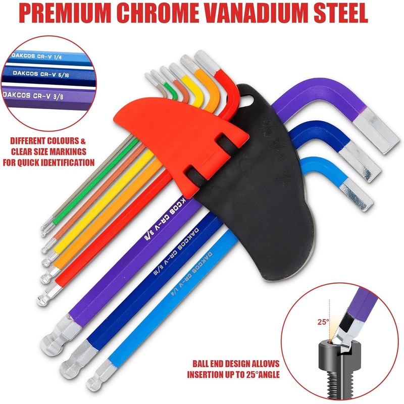 DAKCOS Hex Key Set, 9 Piece Allen Wrench Hex Key