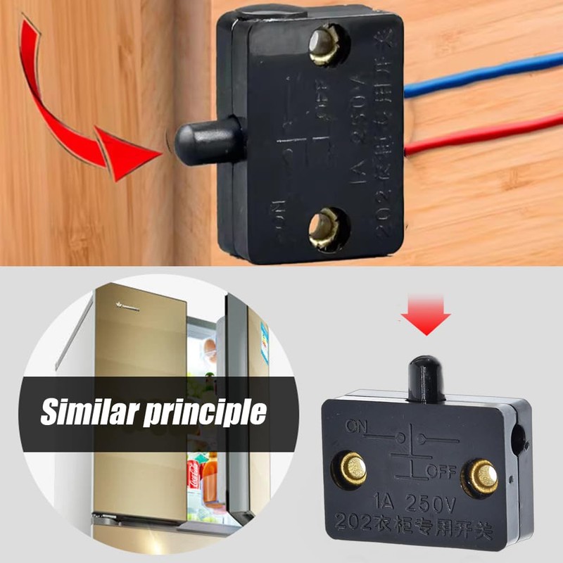 2Pcs Black Cabinet Lamp Switch, 12V 24V 110V Automatic Door