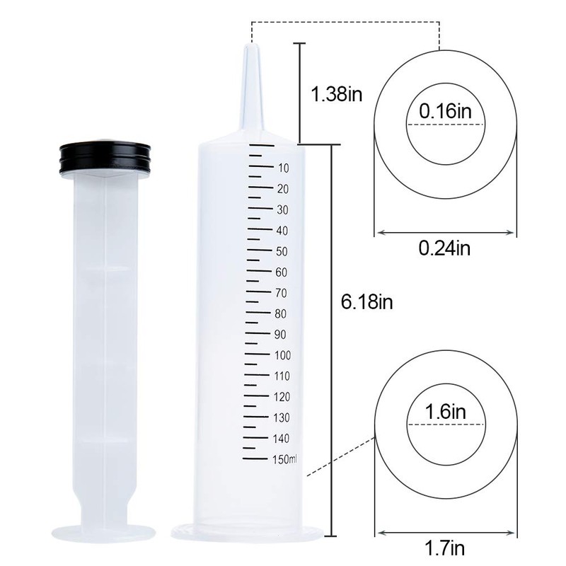 150ml Syringe with Tip Adapter, Large Plastic Syringe Individually Packaged