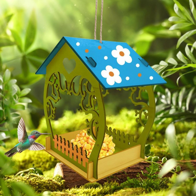 Bird Feeder - Wooden Bird Feeders for Outdoors - Decorative