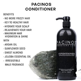 Pacinos Shampoo Men 750 ml Deep Cleansing Hairdressing Shampoo Men Hairdressing Supplies Reduces Hair Loss Barbershop Shampoo for All Hair Types Anti-Frizz Coconut & Menthol