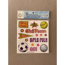 Sparrow Innovations “Girls Rule” Reusable Vinyl Stickers~Sheet 6” X 6 1/8”~Includes 16 Stickers, New