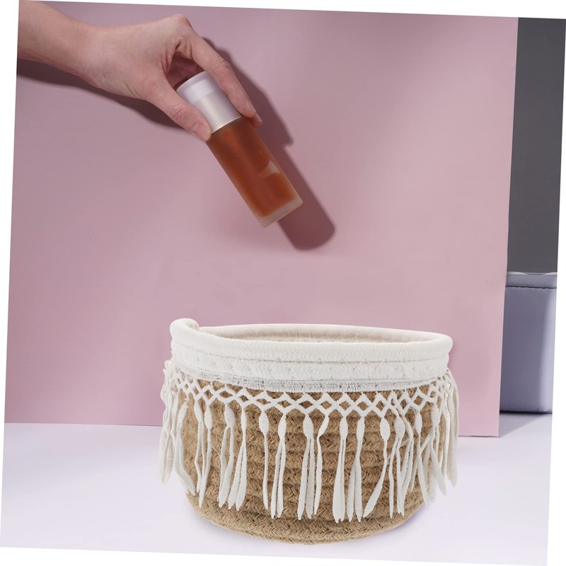 Alipis 1pc Multi-functional Cotton Thread Storage Basket Bohemian Style Organizer