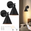HOJOYRI Modern Wireless Battery Operated Wall Sconces, Black Rechargeable Cordless