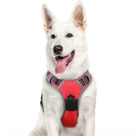 Eagloo Dog Harness for Large Dogs, Anti-Pull, Medium Chest Harness, No-Pull Safety Harness, Dog Car Harness, Labrador Puppy Harness, Jogging, Escape-Proof, Soft Padded, Red, XL