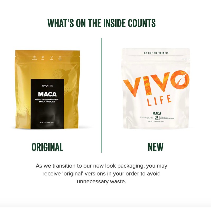 Vivo life Gelatinised Maca Powder - Hormone and Energy Support,