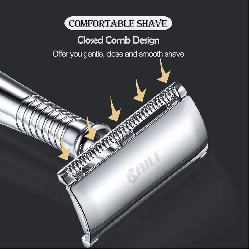 BAILI BD191C Double Sided Safety Razor Rustproof Reusable Manual Safety