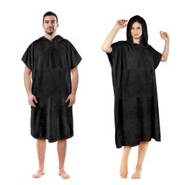LSXD Poncho de Surf con Capucha de Microfibra, Bata de Baño Mujer y Hombre, Toalla de Playa con Bolsillo Secado Rápido, 35''(88cm) x 43.3''(110cm),Traje de Neopreno Impermeable para Natación, Nergo.