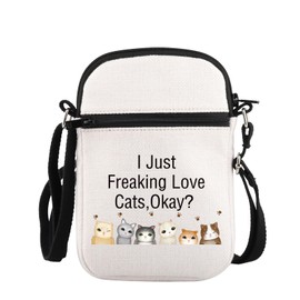 PLITI Cat Crossbody Bags Cat Lover Gifts Crazy Cat Lady Birthday Gift I Just Freaking Love Cats Crossbody Purse (just love cat ZCbagCA)