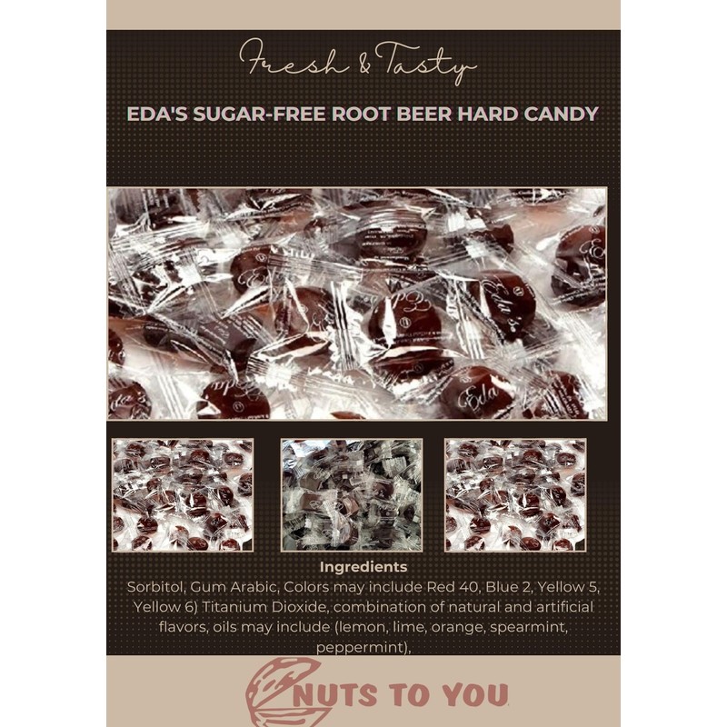 1LB Eda's Sugar Free Root Beer Hard Candy by Nuts