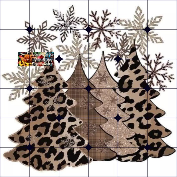 Handmade Sublimation Print Christmas Trees Animal Print Ready to Press
