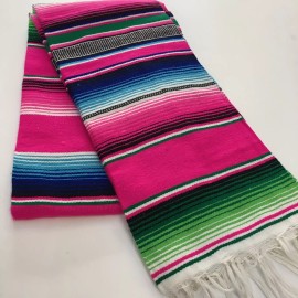 "Handmade" ADULT MEXICAN PONCHO SERAPE SALTILLO COSTUME FIESTA ONE SIZE FITS ALL Unisex - Pink