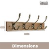 Keypak Rustic Wall-Mounted Coat 4 Hook Rail, 46 cm, Handcrafted