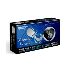 Precious Pearl 12 Zodiac Pendant Necklace, Pearl in Oyster Kit Birthday Gift Set, Locket Clasp Pendant with 19.5" Chain (Aquarius)