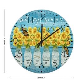 Wooden Wall Clock Round Non-Ticking God Says You are Unique Special Lovely Precious Strong Chosen Wall Clocks Scripture Floral Print Christian Gifts Home Decor for Entryway Bathroom Cabin 10"