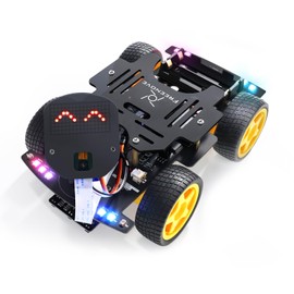 Freenove 4WD Car Kit for ESP32-WROVER (Included) (Compatible with Arduino IDE), Camera, Dot Matrix Expressions, Obstacle Avoidance, Line Tracking, Light Tracing, Colourful Light, App