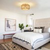 PAUFUL Boho Light Fixtures, 3-Light Farmhouse Rattan Ceiling Light, Flush