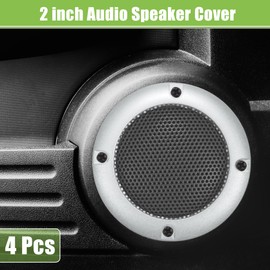 ACROPIX Universal 2" Car Speaker Grills Cover Mesh Round 2 Inch Audio Speaker Subwoofer Guard Protector Case with Screws Iron Silver Tone Black - Pack of 4