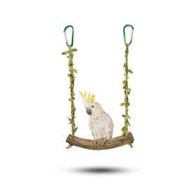 Bird Swing Stand,1 PCS Bird Perch Stand Sturdy Parakeet Swing Bird Perch Rope Swing Hanging Toy Wooden Parrot Rope Swing for Lovebirds, Larks, Macaws, Cockatiels