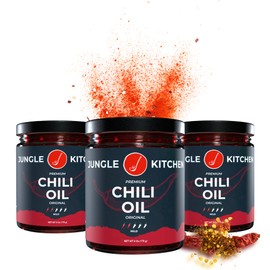 Jungle Kitchen Crunchy Garlic Chili Oil Chili Crisp Oil Vegan & Gluten-Free for Meats, Stir Fry, Vegetables, 6oz- 3 Pack