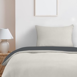 Utopia Bedding Single Duvet Cover Set - Soft Microfibre Polyester Duvet Cover with Pillow case - Bedding Quilt Cover Set (Dark Grey/Light Grey)