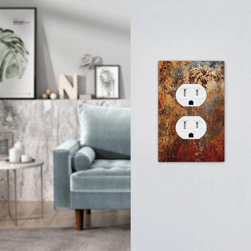 Burnt Red/Orange/Brown Copper Rust Metal Rusty 1 Gang Receptacle Duplex