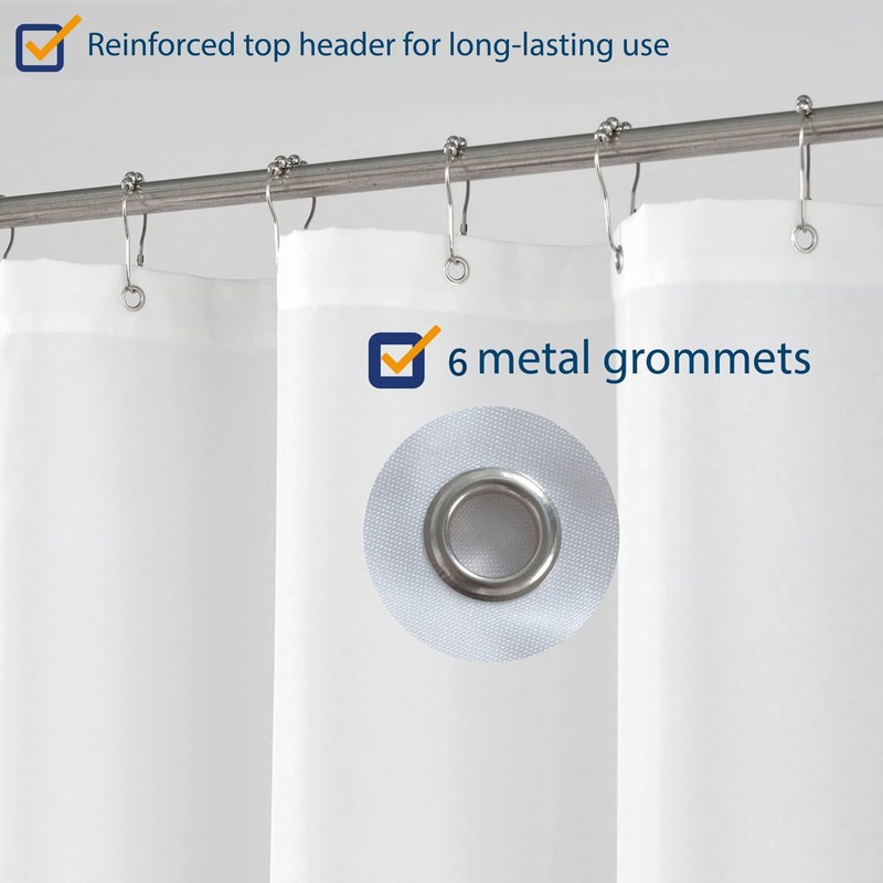 N&Y HOME Small Stall Shower Curtain Liner Fabric 32 x