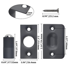 WMYCONGCONG 4 PCS Closet Door Ball Catch Hardware Adjustable Stainless Steel Copper Solid Cast Cabinet Door Ball Catch/Latch with Strike Plate Screws Invisible Spring Ball Latches (Matte Black)