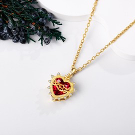 Sacred Heart Necklace 925 Sterling Silver Sacred Heart of Jesus Pendant Necklace Cross Pendant God's Love Jewelry for Women