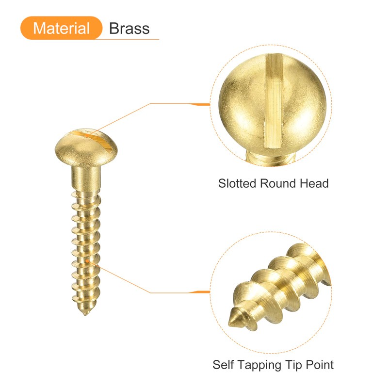 sourcing map Wood Screws M4 x 25mm Slotted Round Head