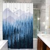 Accnicc Blue Misty Forest Shower Curtain Set Ombre Navy Blue