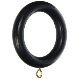 Merriway BH05958 (10 Pcs) Wooden Curtain Drapery Pole Rod Rings with Screw Eye, Inner Diameter 45 mm (1.3/4 Inch) Outer Diameter 64 mm (2.1/2 Inch), Black - Pack of 10 Pieces