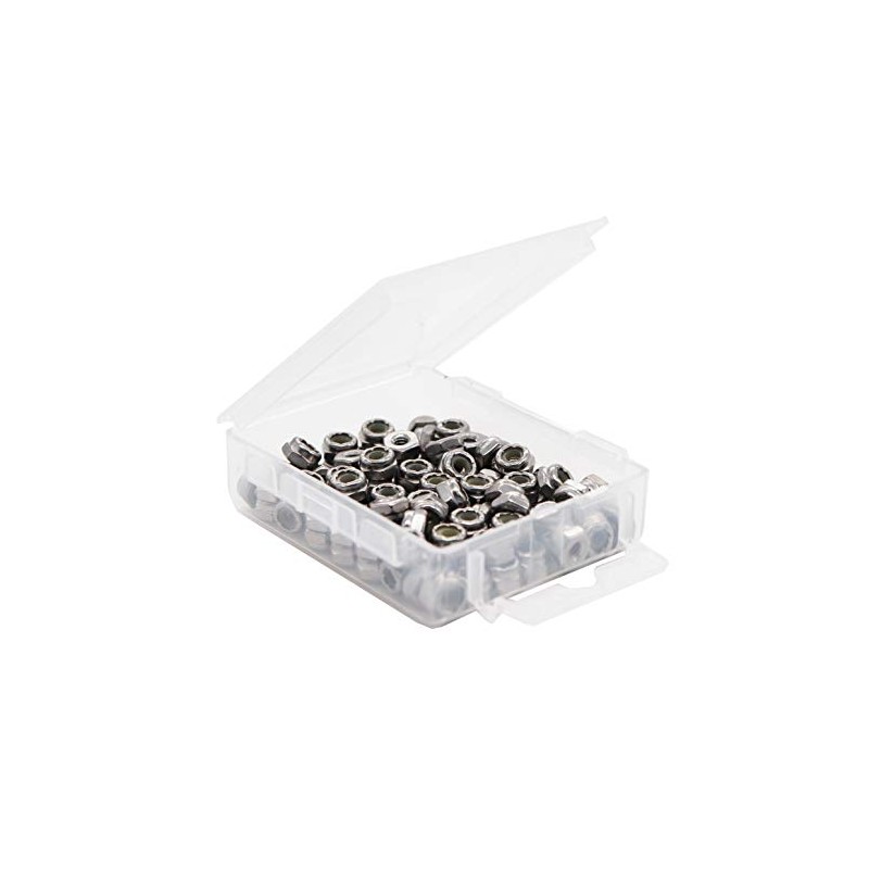 binifiMux 100pcs 4-40 Nylon Inserted Self Lock Nuts 304 Stainless