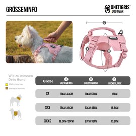 OneTigris Dog Harness for Small Dogs with Lead (150 cm), Mini Trooper Puppy Harness with Control Handle and 2 Towing Positions for Small Dogs, Pink XXS