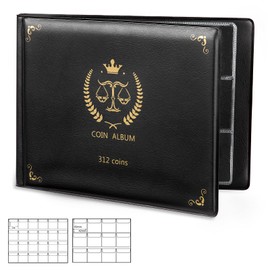 Coin Holders for Collectors, Coin Collection Book to Hold 312 Coins, 2 Size Coin Pockets in Coin Supplies to Storage All Kinds Souvenir (Libra)