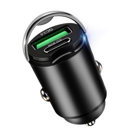 Mini Dual Port Car Charger 48W with 30W PD and 18W QC 3.0 USB-A