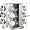 Cheer Collection Rotating Spice Rack with 12 Jars Silver