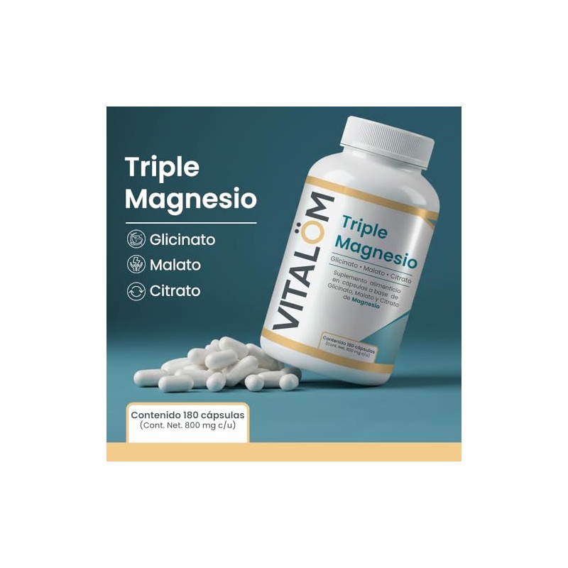 Vitalöm Triple Magnesio - Glicinato, Malato y Citrato Descanso y