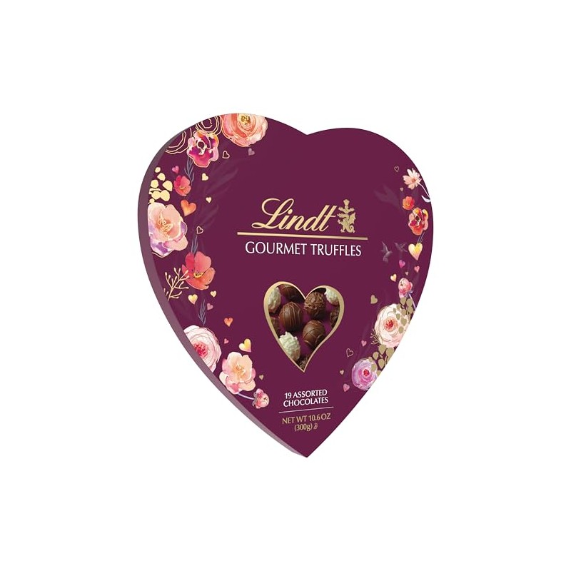 Lindt Valentine's Gourmet Truffles Assorted Chocolate Candy Heart, 10.6 oz.