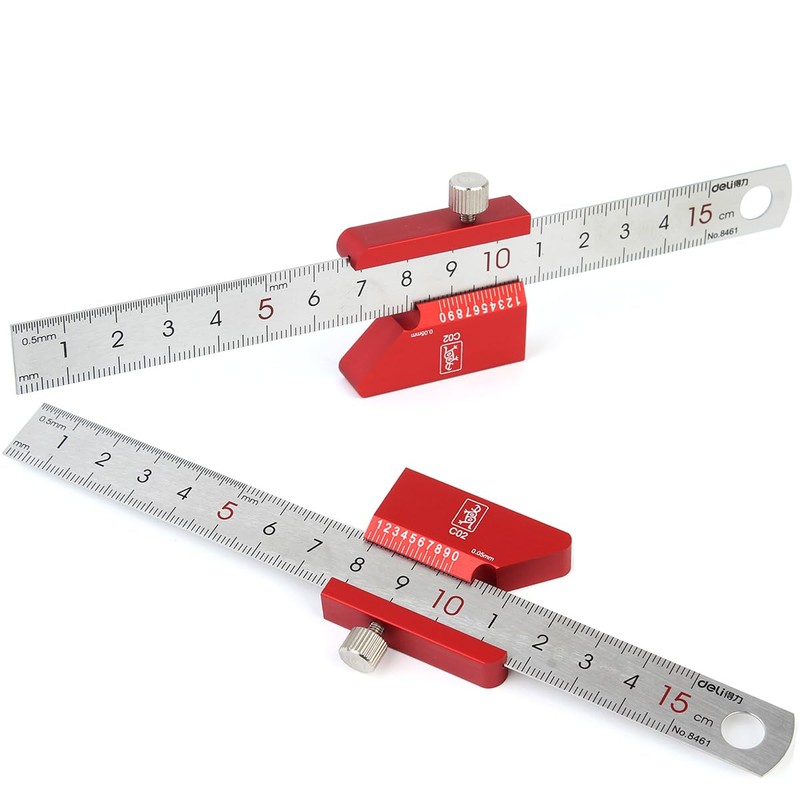 FTtool Carpenter Ruler, Marking, Positioning, with Slide Stop, Aluminum, Steel,