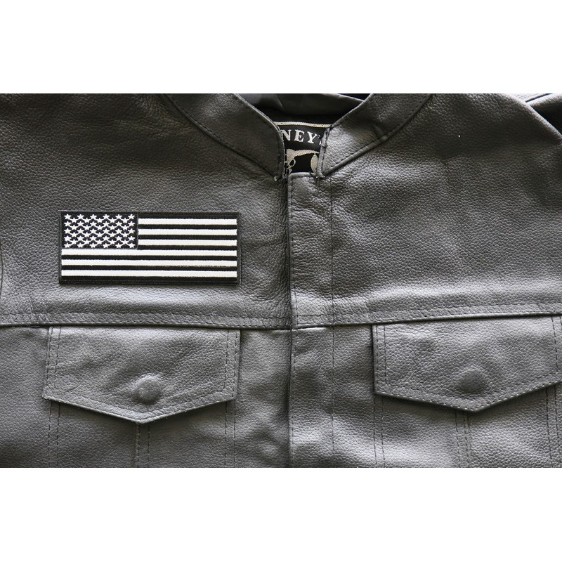 American Flag Patch Black White 5 inch - 5x2 inch