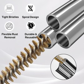 4 Piece Wire Brush, Drill Hole Brush Set, 8 mm/10 mm/12 mm/15 mm Brass Brush Set, Brass Stainless Steel Wire Brush, Used for Pipe Cleaning Slags, Efficient Drill Hole Cleaning