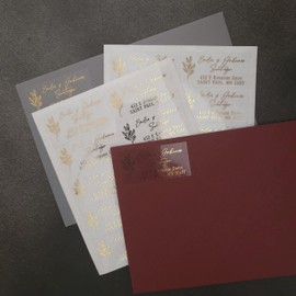 XOXOKristen Gold Floral Return Address Label Stickers, Envelope Address and Return Label, Wedding Address Sticker, Family Address Label, Clear Label (Gold Foil, White Matt)