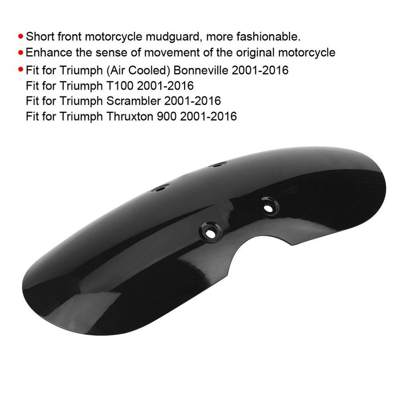 KIMISS ABS Motorcycle Accessories Short Mudguard for T100 2001-2016 (Black)