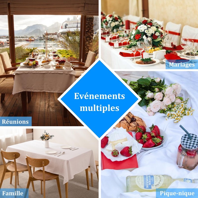 ATsense Tablecloth White Tablecloth Linen Look 100% Washed Cotton Square