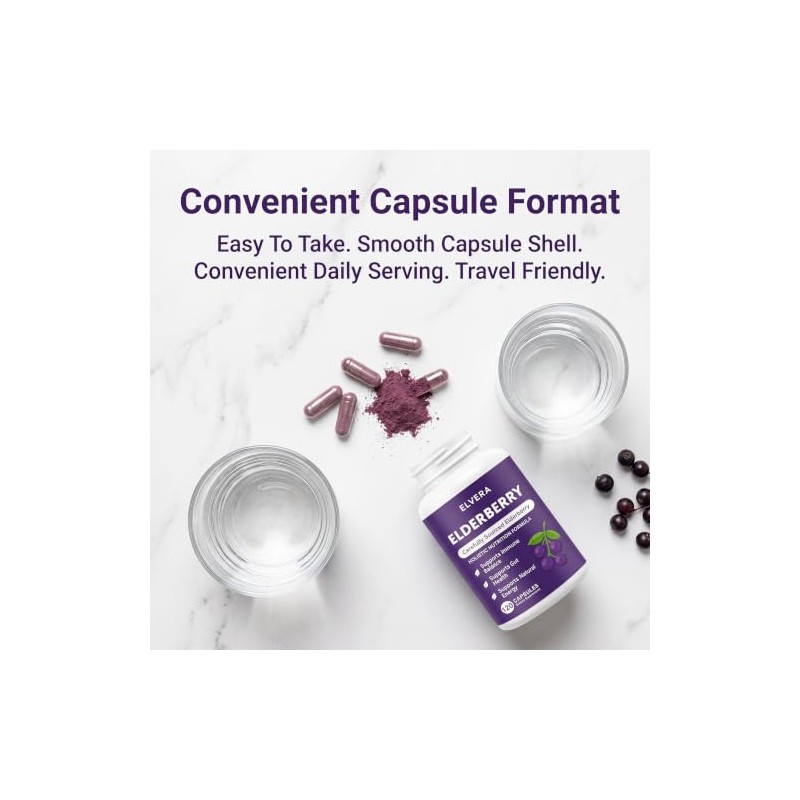 Elvera Elderberry Gut Support Complex - Organic Black Elderberry Soft